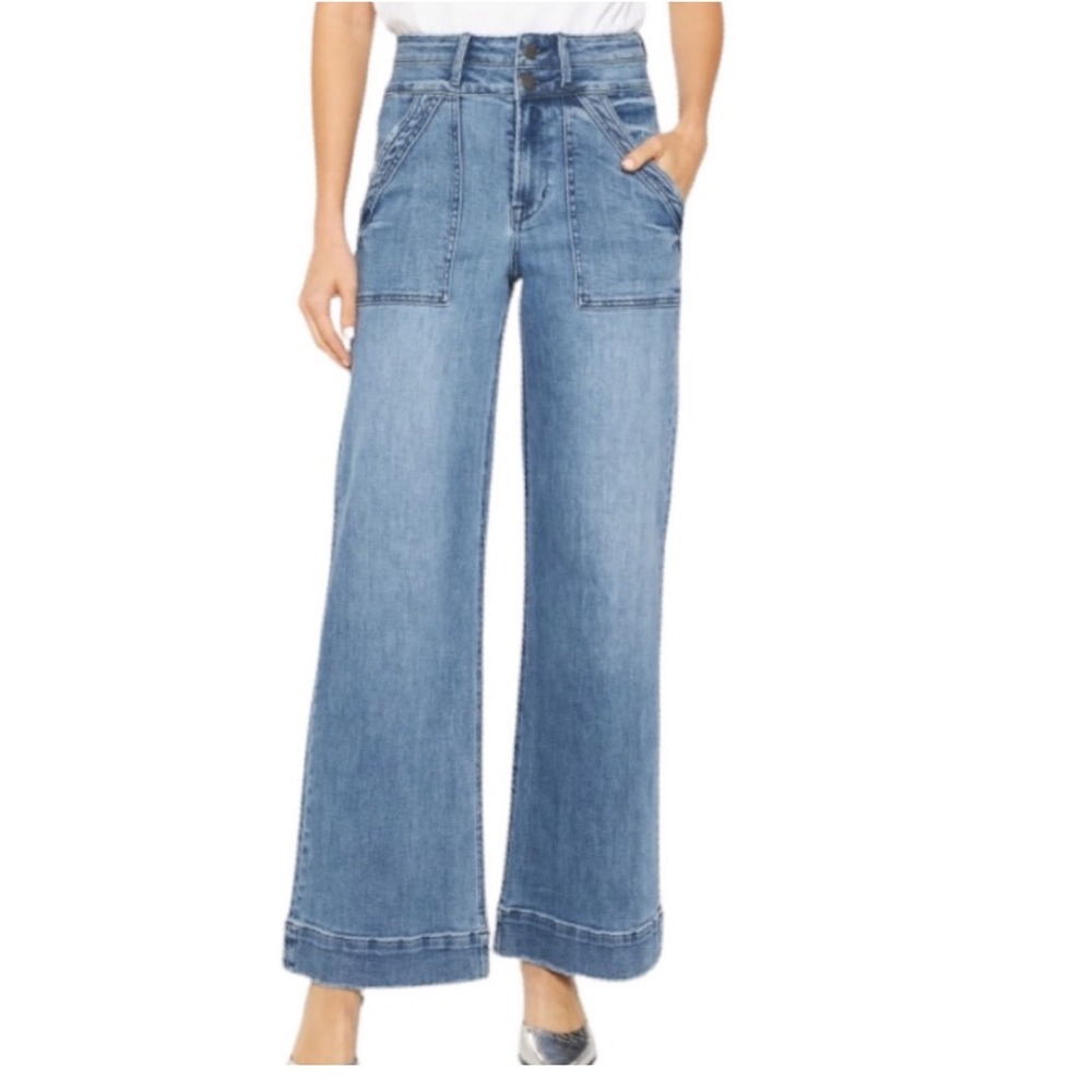 Mica Denim Los Angeles Wide Leg High Rise Patch Pocket Jeans MDP-W3546 Size 29